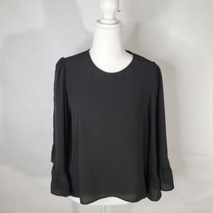 Zara Black Ruffle Sleeve Top Small keyhole…